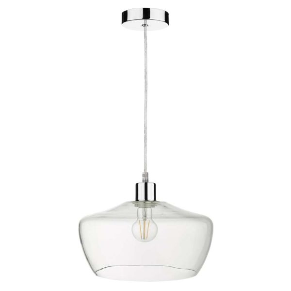 Lampa wisząca Dar Lighting SP65 + FID6508 Fidella 1 Light Polished Chrome E27 Suspension With Clear Cable