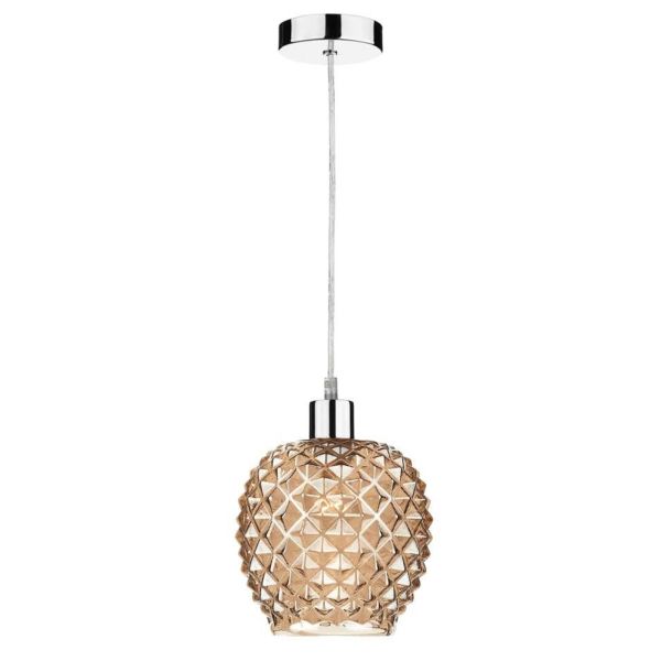 Підвісний світильник Dar Lighting SP65 + MOS6535 Mosaic 1 Light Polished Chrome E27 Suspension With Clear Cable