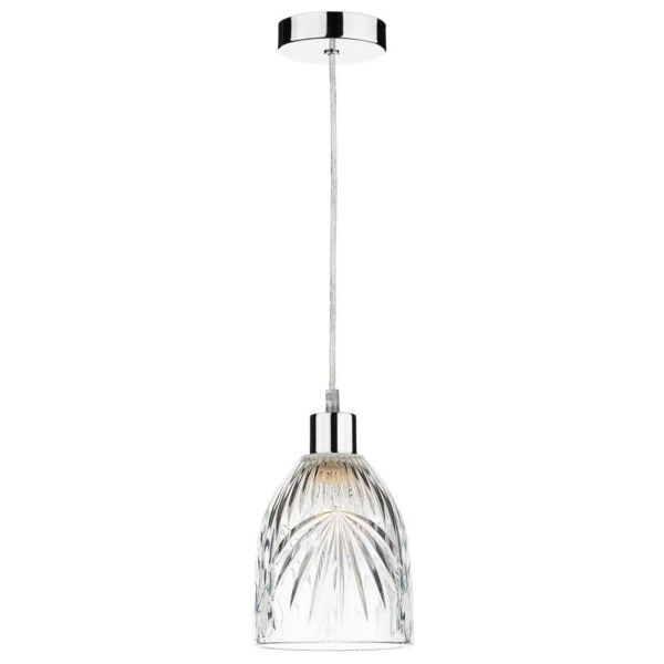 Підвісний світильник Dar Lighting SP65 + MOT6508 Motif 1 Light Polished Chrome E27 Suspension With Clear Cable