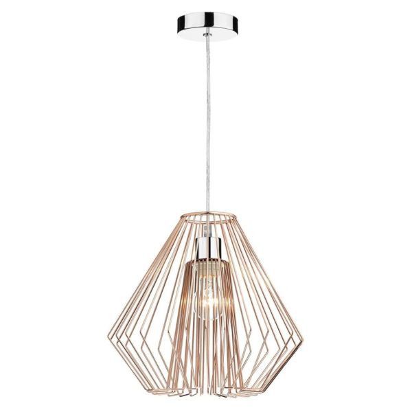 Lampa wisząca Dar Lighting SP65 + NEE6564 Needle 1 Light Polished Chrome E27 Suspension With Clear Cable