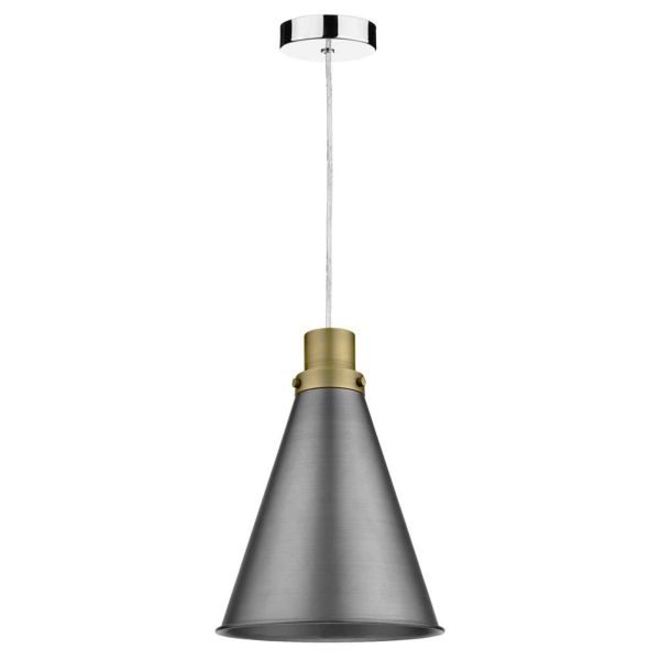 Підвісний світильник Dar Lighting SP65 + POT8661 Potter 1 Light Polished Chrome E27 Suspension With Clear Cable