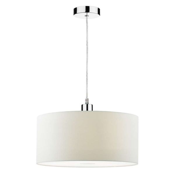 Lampa wisząca Dar Lighting SP65 + RON652 Ronda 1 Light Polished Chrome E27 Suspension With Clear Cable