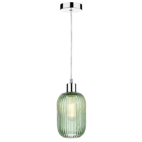 Lampa wisząca Dar Lighting SP65 + SAW6524 Sawyer 1 Light Polished Chrome E27 Suspension With Clear Cable