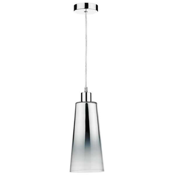 Підвісний світильник Dar Lighting SP65 + SMO6550 Smokey 1 Light Polished Chrome E27 Suspension With Clear Cable