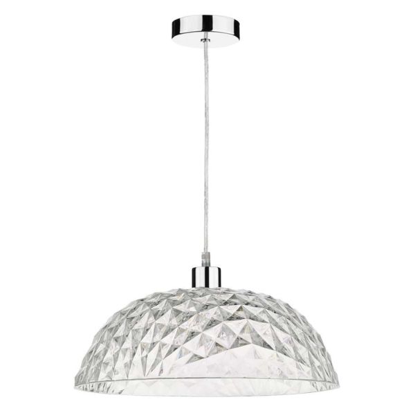 Lampa wisząca Dar Lighting SP65 + TOB8608 Tobin 1 Light Polished Chrome E27 Suspension With Clear Cable