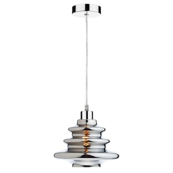 Lampa wisząca Dar Lighting SP65 + ZEP6550 Zephyr 1 Light Polished Chrome E27 Suspension With Clear Cable