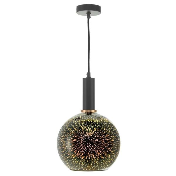 Lampa wisząca Dar Lighting SP6522 + KAI6550 1 Light E27 Suspension Matt Black And Bronze