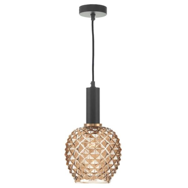 Підвісний світильник Dar Lighting SP6522 + MOS6535 Mosaic 1 Light E27 Suspension Matt Black And Bronze