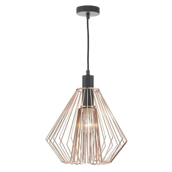 Підвісний світильник Dar Lighting SP6522 + NEE6564 Needle 1 Light E27 Suspension Matt Black And Bronze