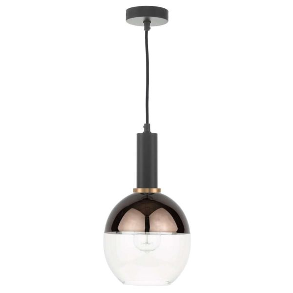 Підвісний світильник Dar Lighting SP6522 + RUE6563 1 Light E27 Suspension Matt Black And Bronze