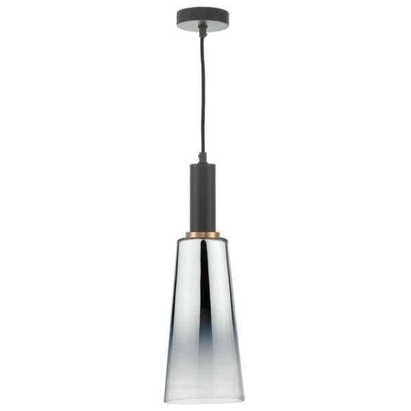 Підвісний світильник Dar Lighting SP6522 + SMO6550 Smokey 1 Light E27 Suspension Matt Black And Bronze