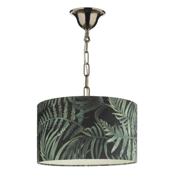 Lampa wisząca Dar Lighting SP6575 + BAM6555 Bamboo 1 Light Antique Brass E27 Suspension With Chain