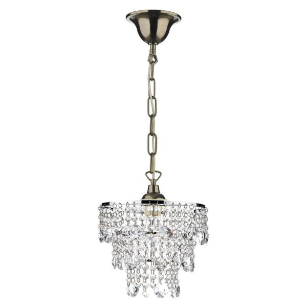 Lampa wisząca Dar Lighting SP6575 + CYB6550 Cybil 1 Light Antique Brass E27 Suspension With Chain