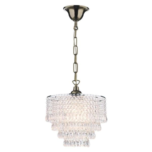 Lampa wisząca Dar Lighting SP6575 + DIO6508 Dionne 1 Light Antique Brass E27 Suspension With Chain