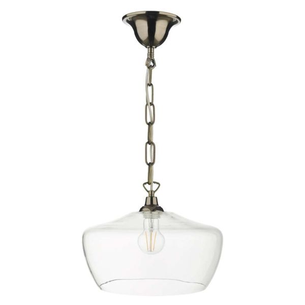 Lampa wisząca Dar Lighting SP6575 + FID6508 Fidella 1 Light Antique Brass E27 Suspension With Chain