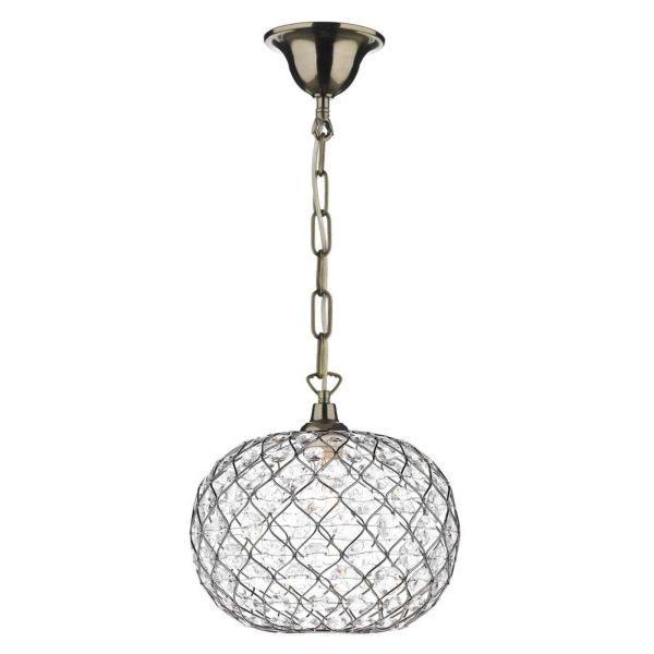 Lampa wisząca Dar Lighting SP6575 + JUA6550 Juanita 1 Light Antique Brass E27 Suspension With Chain