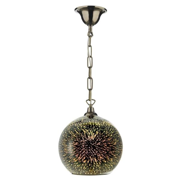 Підвісний світильник Dar Lighting SP6575 + KAI6550 1 Light Antique Brass E27 Suspension With Chain