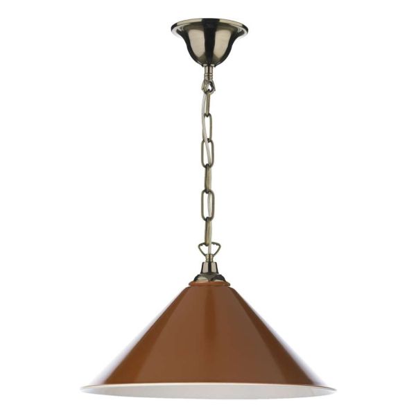 Lampa wisząca Dar Lighting SP6575 + KIN6531 Kinsley 1 Light Antique Brass E27 Suspension With Chain