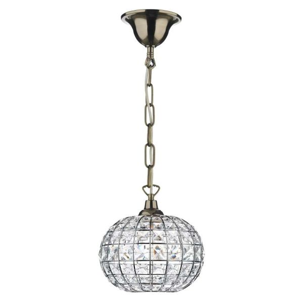 Lampa wisząca Dar Lighting SP6575 + LET6550 Letitia 1 Light Antique Brass E27 Suspension With Chain