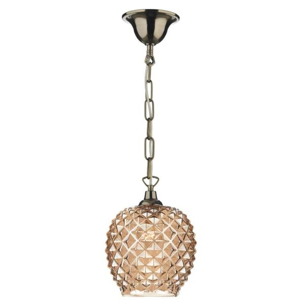 Lampa wisząca Dar Lighting SP6575 + MOS6535 Mosaic 1 Light Antique Brass E27 Suspension With Chain