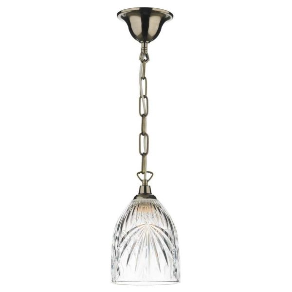 Підвісний світильник Dar Lighting SP6575 + MOT6508 Motif 1 Light Antique Brass E27 Suspension With Chain