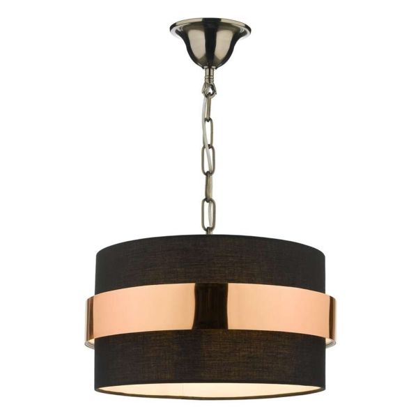 Lampa wisząca Dar Lighting SP6575 + OKI6522 1 Light Antique Brass E27 Suspension With Chain