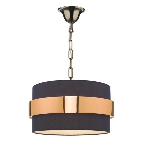 Підвісний світильник Dar Lighting SP6575 + OKI6523 1 Light Antique Brass E27 Suspension With Chain