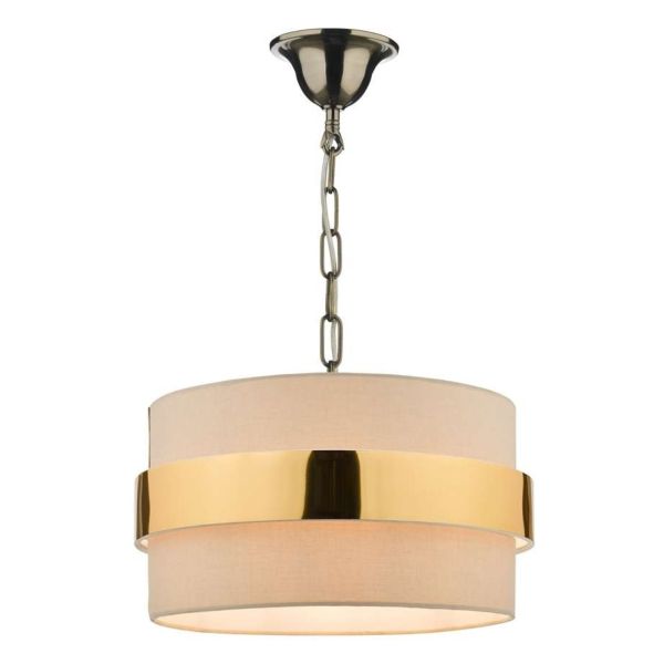 Підвісний світильник Dar Lighting SP6575 + OKI6529 1 Light Antique Brass E27 Suspension With Chain