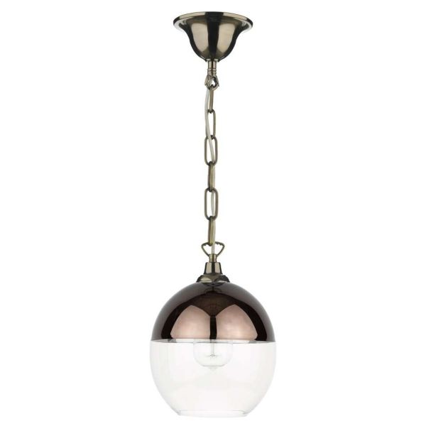 Lampa wisząca Dar Lighting SP6575 + RUE6563 1 Light Antique Brass E27 Suspension With Chain