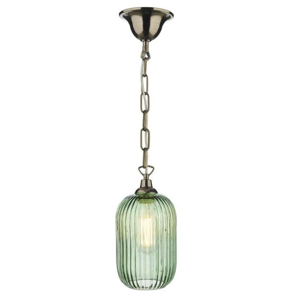 Lampa wisząca Dar Lighting SP6575 + SAW6524 Sawyer 1 Light Antique Brass E27 Suspension With Chain