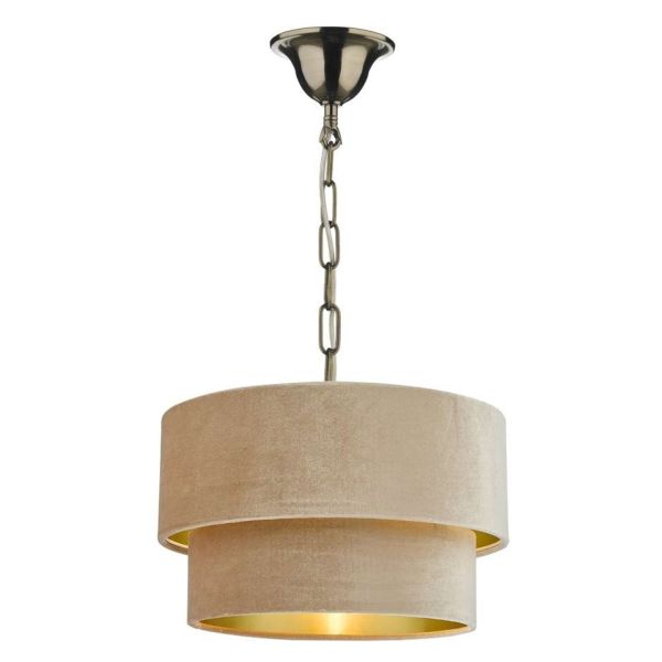 Lampa wisząca Dar Lighting SP6575 + SUV8601 Suvan 1 Light Antique Brass E27 Suspension With Chain