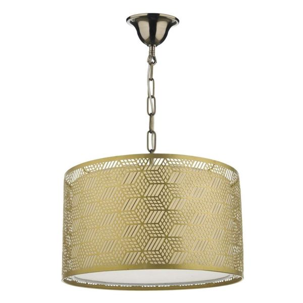 Lampa wisząca Dar Lighting SP6575 + TIN6535 Tino 1 Light Antique Brass E27 Suspension With Chain