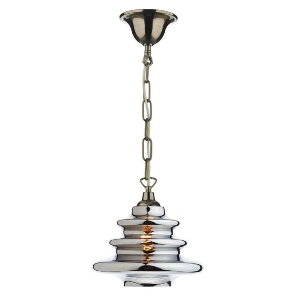 Lampa wisząca Dar Lighting SP6575 + ZEP6550 Zephyr 1 Light Antique Brass E27 Suspension With Chain