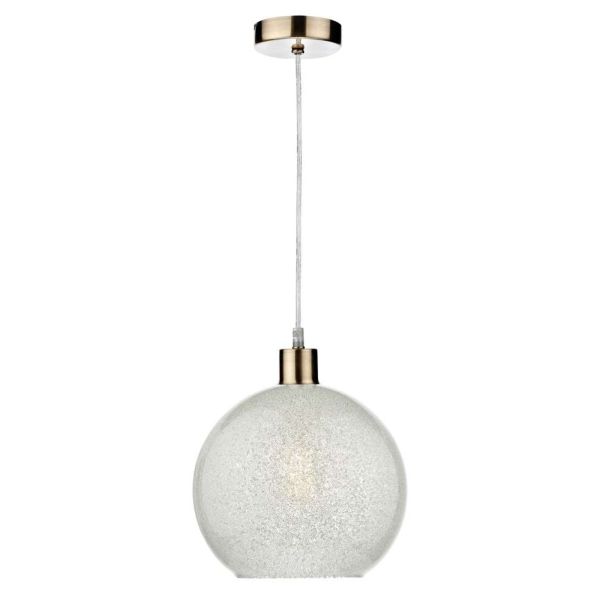 Lampa wisząca Dar Lighting SP67 + JAN652 Janna 1 Light Antique Brass E27 Suspension With Clear Cable