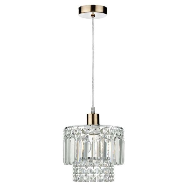 Lampa wisząca Dar Lighting SP67 + KYL6550 Kyla 1 Light Antique Brass E27 Suspension With Clear Cable