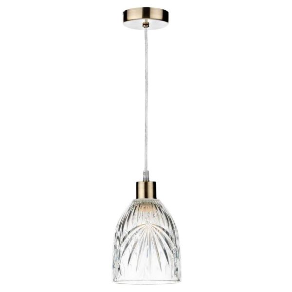 Підвісний світильник Dar Lighting SP67 + MOT6508 Motif 1 Light Antique Brass E27 Suspension With Clear Cable