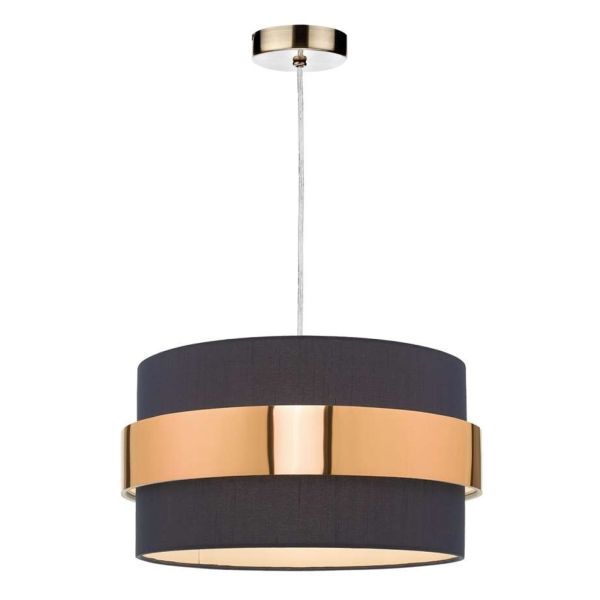 Підвісний світильник Dar Lighting SP67 + OKI6523 1 Light Antique Brass E27 Suspension With Clear Cable