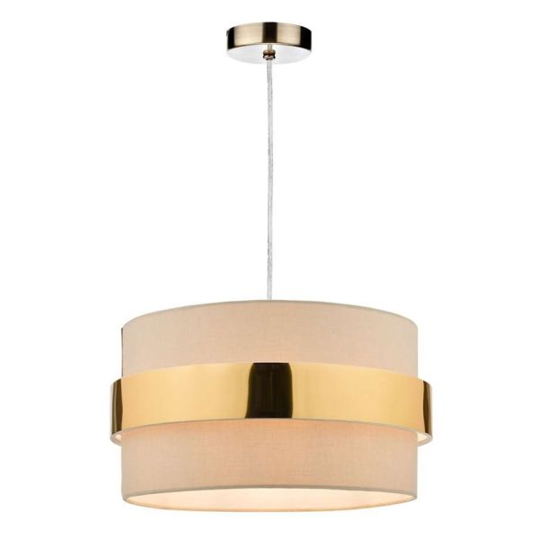 Lampa wisząca Dar Lighting SP67 + OKI6529 1 Light Antique Brass E27 Suspension With Clear Cable