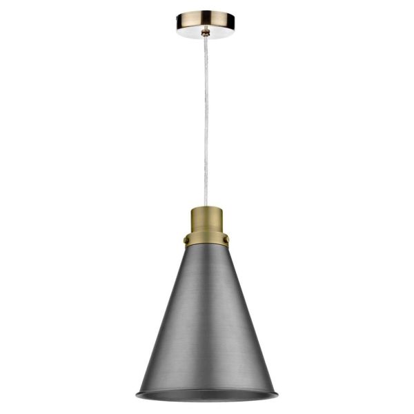 Lampa wisząca Dar Lighting SP67 + POT8661 Potter 1 Light Antique Brass E27 Suspension With Clear Cable