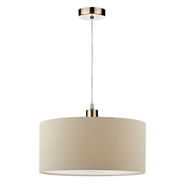 Lampa wisząca Dar Lighting SP67 + RON6529 Ronda 1 Light Antique Brass E27 Suspension With Clear Cable