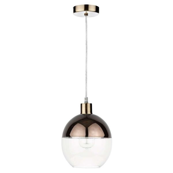 Lampa wisząca Dar Lighting SP67 + RUE6563 1 Light Antique Brass E27 Suspension With Clear Cable