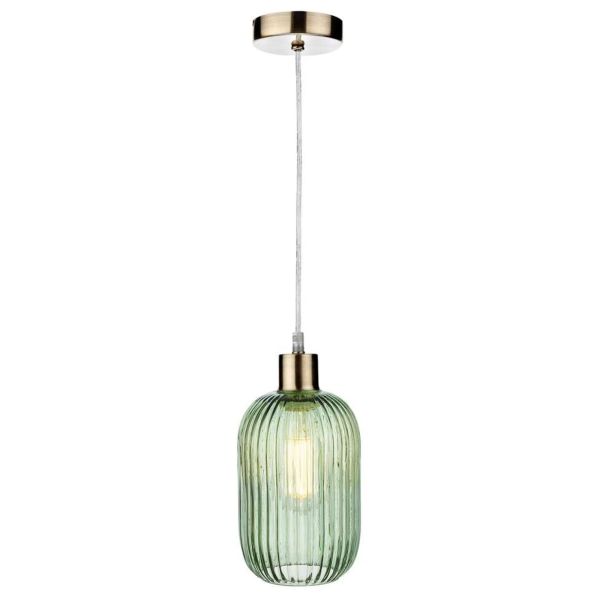 Lampa wisząca Dar Lighting SP67 + SAW6524 Sawyer 1 Light Antique Brass E27 Suspension With Clear Cable