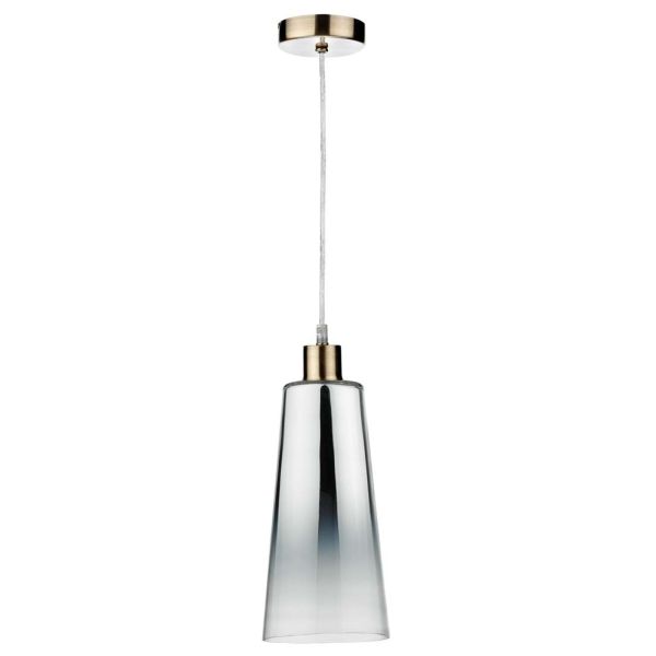 Підвісний світильник Dar Lighting SP67 + SMO6550 Smokey 1 Light Antique Brass E27 Suspension With Clear Cable