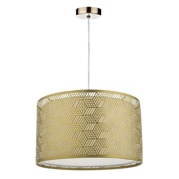 Lampa wisząca Dar Lighting SP67 + TIN6535 Tino 1 Light Antique Brass E27 Suspension With Clear Cable