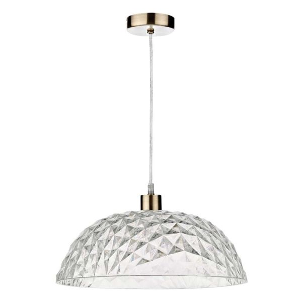 Lampa wisząca Dar Lighting SP67 + TOB8608 Tobin 1 Light Antique Brass E27 Suspension With Clear Cable