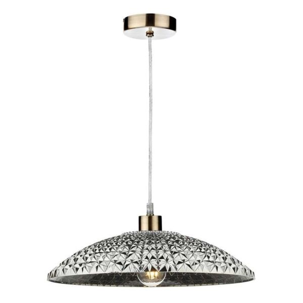 Lampa wisząca Dar Lighting SP67 + YAT6510 Yatima 1 Light Antique Brass E27 Suspension With Clear Cable