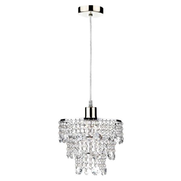 Підвісний світильник Dar Lighting SP68 + CYB6550 Cybil 1 Light Satin Chrome E27 Suspension With Clear Cable