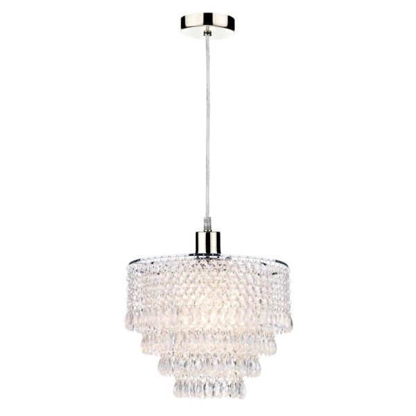 Lampa wisząca Dar Lighting SP68 + DIO6508 Dionne 1 Light Satin Chrome E27 Suspension With Clear Cable