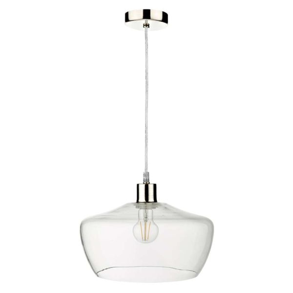 Lampa wisząca Dar Lighting SP68 + FID6508 Fidella 1 Light Satin Chrome E27 Suspension With Clear Cable