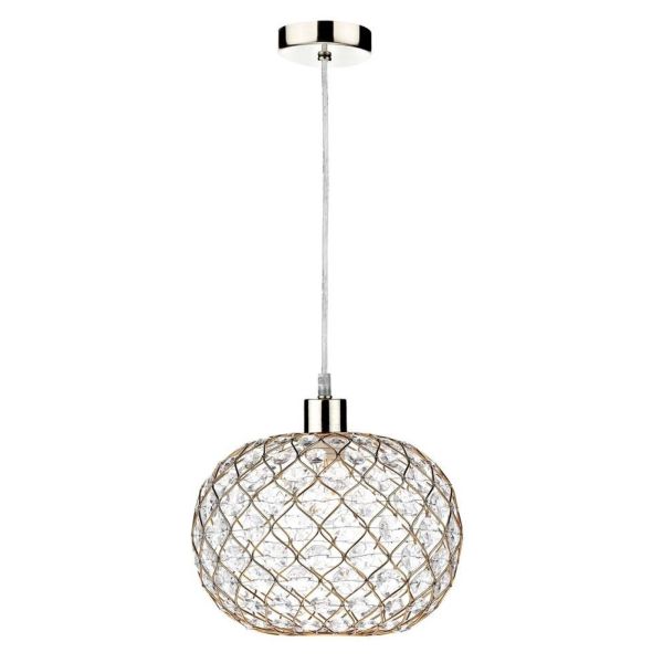 Lampa wisząca Dar Lighting SP68 + JUA6535 Juanita 1 Light Satin Chrome E27 Suspension With Clear Cable